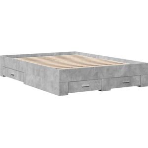 vidaXL Bedframe met lades bewerkt hout betongrijs 120x200 cm