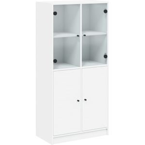 vidaXL Hoge kast met deuren 68x37x142 cm bewerkt hout wit