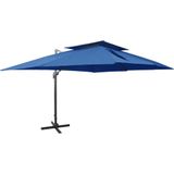 VidaXL Zweefparasol Dubbel Dak 400x300 cm - Azuurblauw