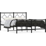 vidaXL Bedframe met hoofd- en voeteneinde metaal zwart 140x200 cm