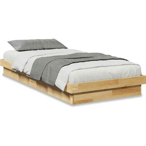 vidaXL Bedframe zonder matras 75x190 cm massief hout eiken