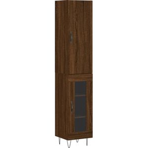 vidaXL Hoge kast 34,5x34x180 cm bewerkt hout bruin eikenkleur