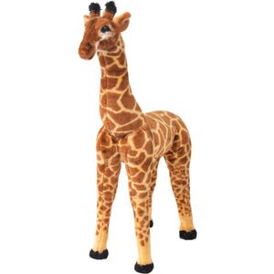 vidaXL Speelgoedgiraffe staand XXL pluche bruin en geel