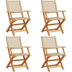 vidaXL Tuinstoelen 4 st inklapbaar poly rattan en massief hout beige