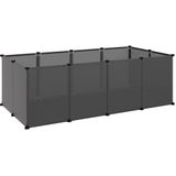 vidaXL Dierenhok klein 144x74x46,5 cm polypropeen en staal zwart