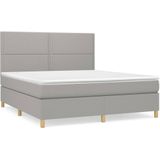 vidaXL Boxspring met matras stof lichtgrijs 180x200 cm