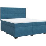 vidaXL Boxspring met matras fluweel blauw 200x200 cm