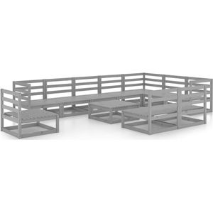 vidaXL 11-delige Loungeset massief grenenhout grijs