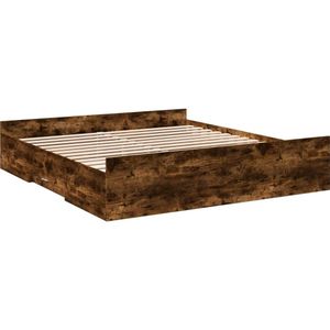 vidaXL Bedframe met lades bewerkt hout gerookt eikenkleurig 200x200 cm