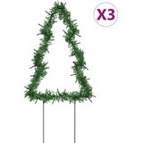 vidaXL Kerstverlichting kerstboom 3 st met grondpinnen 50 LED's 30 cm