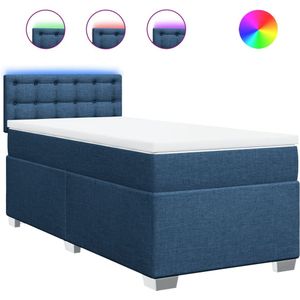 vidaXL Boxspring met matras stof blauw 100x200 cm