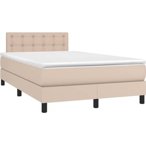 vidaXL Boxspring met matras kunstleer cappuccinokleurig 120x190 cm