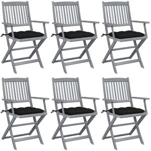 vidaXL Tuinstoelen 6 st inklapbaar met kussens massief acaciahout