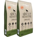 vidaXL Premium hondenvoer droog Adult Sensitive Lamb & Rice 30kg 2 st