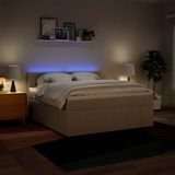 vidaXL Boxspring met matras stof crèmekleurig 180x200 cm