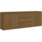 vidaXL Bijzetkast 180x36x65 cm massief grenenhout honingbruin