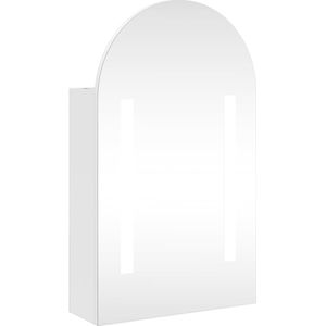 vidaXL Badkamerkast met spiegel en LED gebogen 42x13x70 cm wit