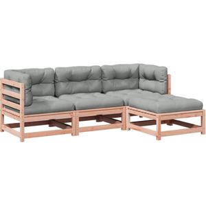 vidaXL 4-delige Loungeset met kussens massief douglas vurenhout