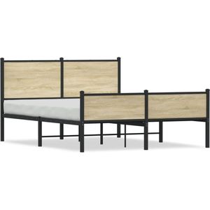 vidaXL Bedframe zonder matras metaal sonoma eikenkleurig 140x190 cm