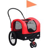 vidaXL Fietstrailer en kinderwagen 2-in-1 rood en zwart