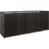 VidaXL Containerberging Viervoudig 274x80x117 cm Poly Rattan Zwart