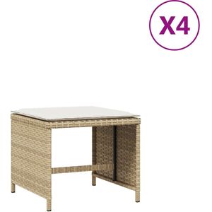 vidaXL Tuinkrukken 4 st met kussens 40x40x35 cm poly rattan beige