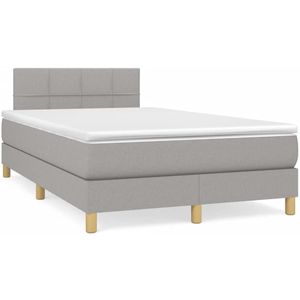 vidaXL Boxspring met matras stof lichtgrijs 120x200 cm