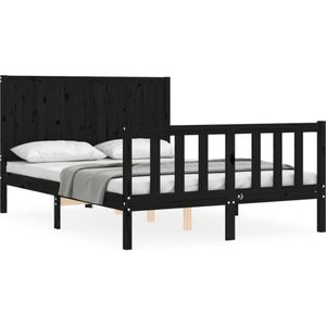 VidaXL Bedframe Hoofdbord Massief Hout Zwart 120x200 cm