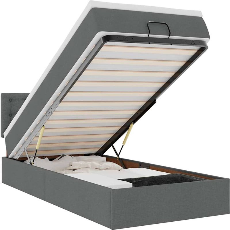 vidaXL Ottoman bed met matras 100x200cm stof donkergrijs