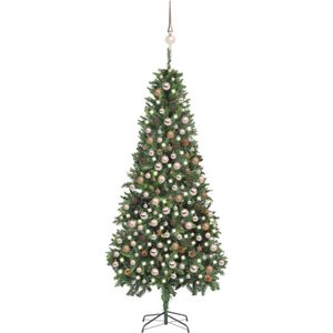 vidaXL Kunstkerstboom met verlichting kerstballen dennenappels 210 cm