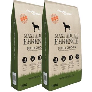 vidaXL Premium hondenvoer Maxi Adult Essence Beef & Chicken 30 kg 2 st