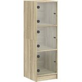 vidaXL Hoge kast met glazen deuren 35x37x109 cm sonoma eikenkleurig