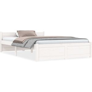 VidaXL Bedframe Massief Hout Wit 135x190 cm 4FT6 Double