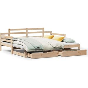 vidaXL Slaapbank met onderschuifbed en lades zonder matras 90x190 cm