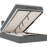 vidaXL - Bed - met - matrasx190 - cm - stof - donkergrijs