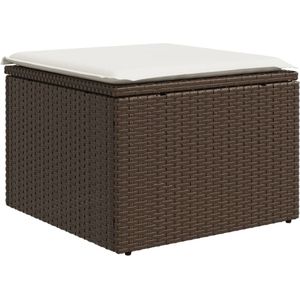 vidaXL Tuinkruk met kussen 55x55x37 cm poly rattan bruin