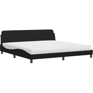 vidaXL Bed met matras kunstleer zwart 200x200 cm