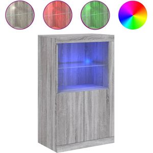 vidaXL Bijzetkast met LED bewerkt hout grijs sonoma eikenkleurig