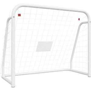 vidaXL Voetbaldoel met net 125x96x60 cm staal en polyester wit