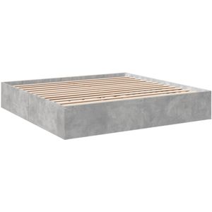 vidaXL Bedframe bewerkt hout betongrijs 200x200 cm