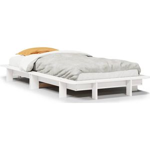 vidaXL Bedframe zonder matras massief grenenhout wit 140x200 cm