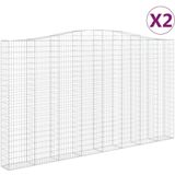 vidaXL Schanskorven 2 st gewelfd 400x30x220/240 cm ijzer