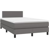 vidaXL Boxspring met matras kunstleer grijs 120x190 cm