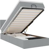 vidaXL Ottoman bed met matras 80x200cm stof lichtgrijs