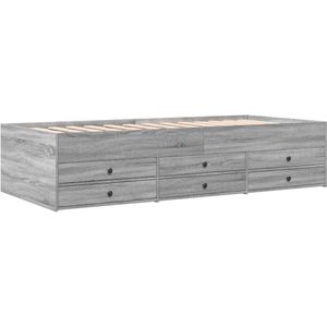 vidaXL Slaapbank met lades 90x190 cm bewerkt hout grijs sonoma eiken
