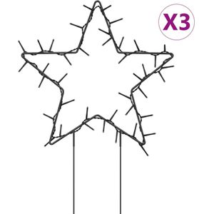 vidaXL Kerstverlichting ster 3 st met grondpinnen 50 LED's 29 cm