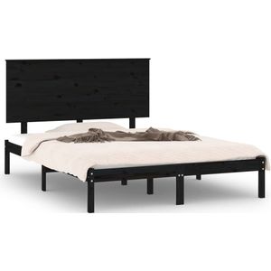 VidaXL Bedframe Massief Grenenhout Zwart 120x200 cm