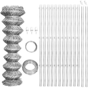 vidaXL - Gaashek - met - palen - 25x1,25 - m - gegalvaniseerd - staal - zilverkleurig
