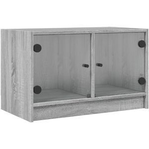 VidaXL-Tv-meubel-met-glazen-deuren-68x37x42-cm-grij - onoma-eiken