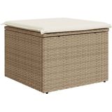 vidaXL Tuinkruk met kussen 55x55x37 cm poly rattan beige